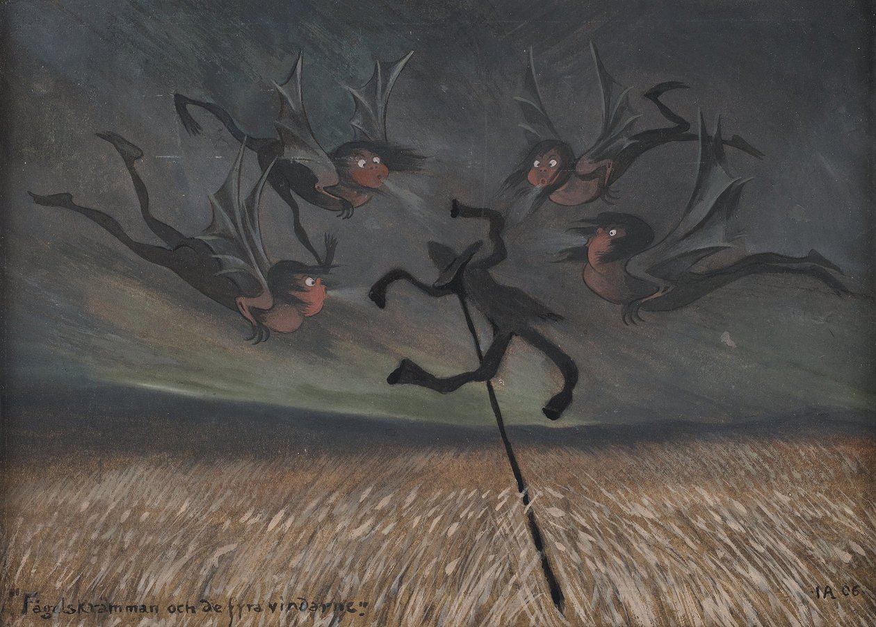 Fågelskrämman och de fyra vindarna, 1906. av Ivar Arosenius