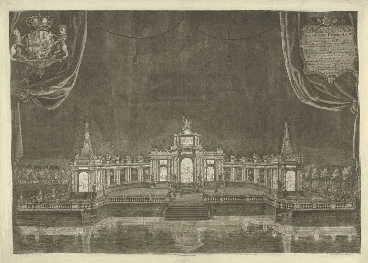 Belysning av teatern i Haag före freden i Aachen, 1749 av Iven Besoet