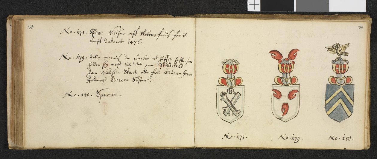 Illustration hämtad från ett privat arkiv i Nationalbiblioteket med titeln Insignia quædam virorum illustrium in Norvegia quodam habitantium av Iver Nielssøn Hirtzholm av Iver Hirtzholm