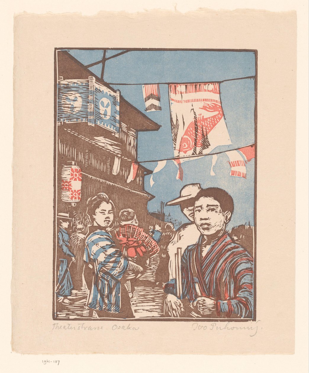 Utsikt över Dōtonbori i Osaka Theaterstrasse Osaka (titel på objekt) av Ivo Puhonny (signed by artist)