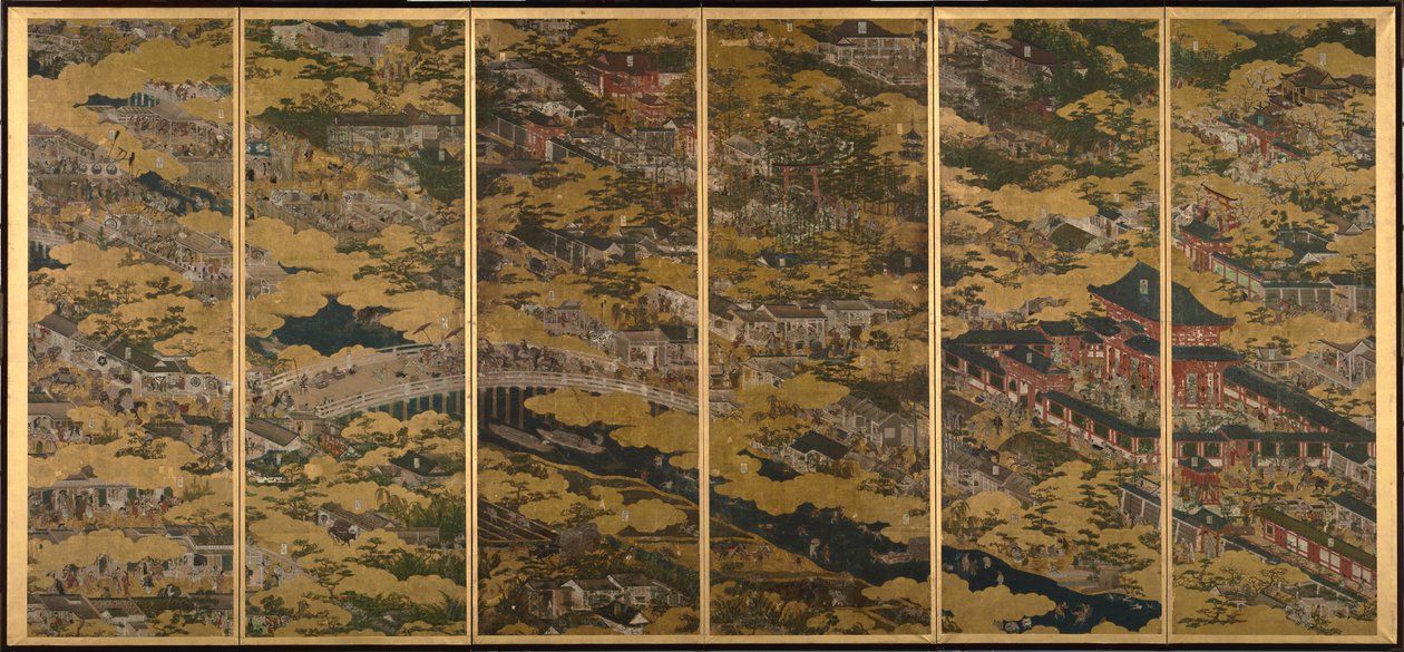 Scenes in and around Kyoto av Iwasa Matabei