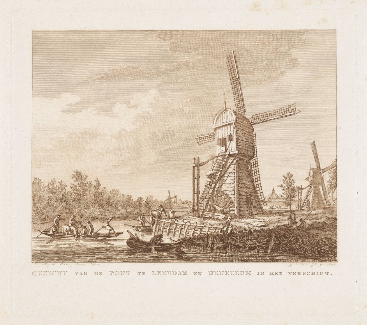 Ansikte av Pont i Leerdam och Heukelum i kommande av Izaak Jansz. de Wit