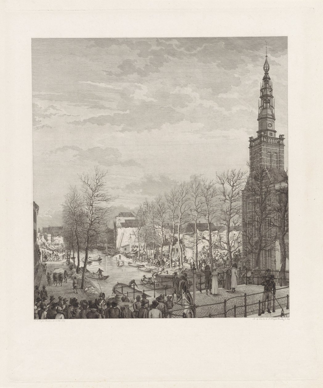 Förödelse på Steenschuur efter krutkatastrofen i Leiden, 1807 av Izaak Jansz. de Wit