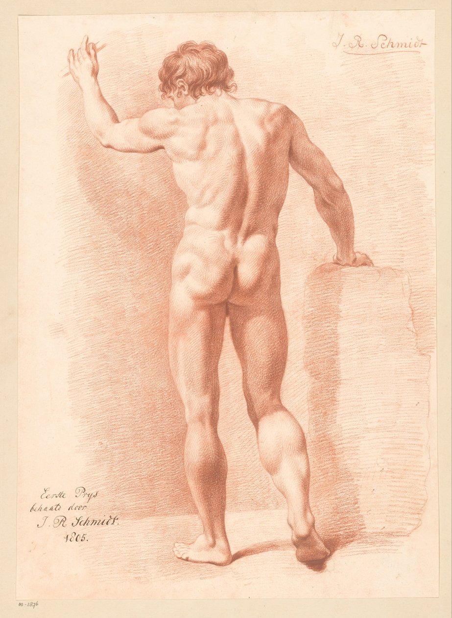Stående manlig naken, bakifrån (1:a pris 1805) av Izaak Riewert Schmidt