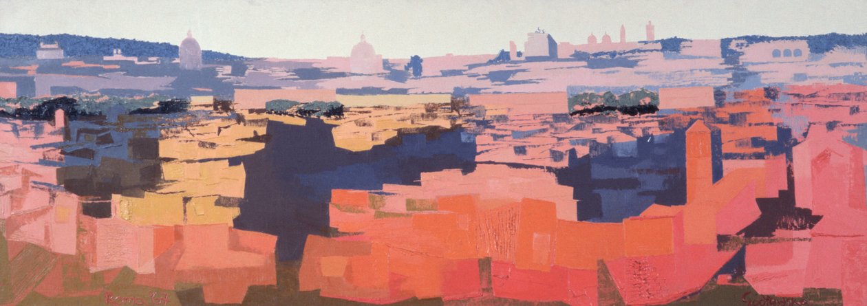 Rom, Utsikt från Spanska Akademien på Gianicolo, Solnedgång, 1968 (se även 213353 & 213357) av Izabella Godlewska de Aranda