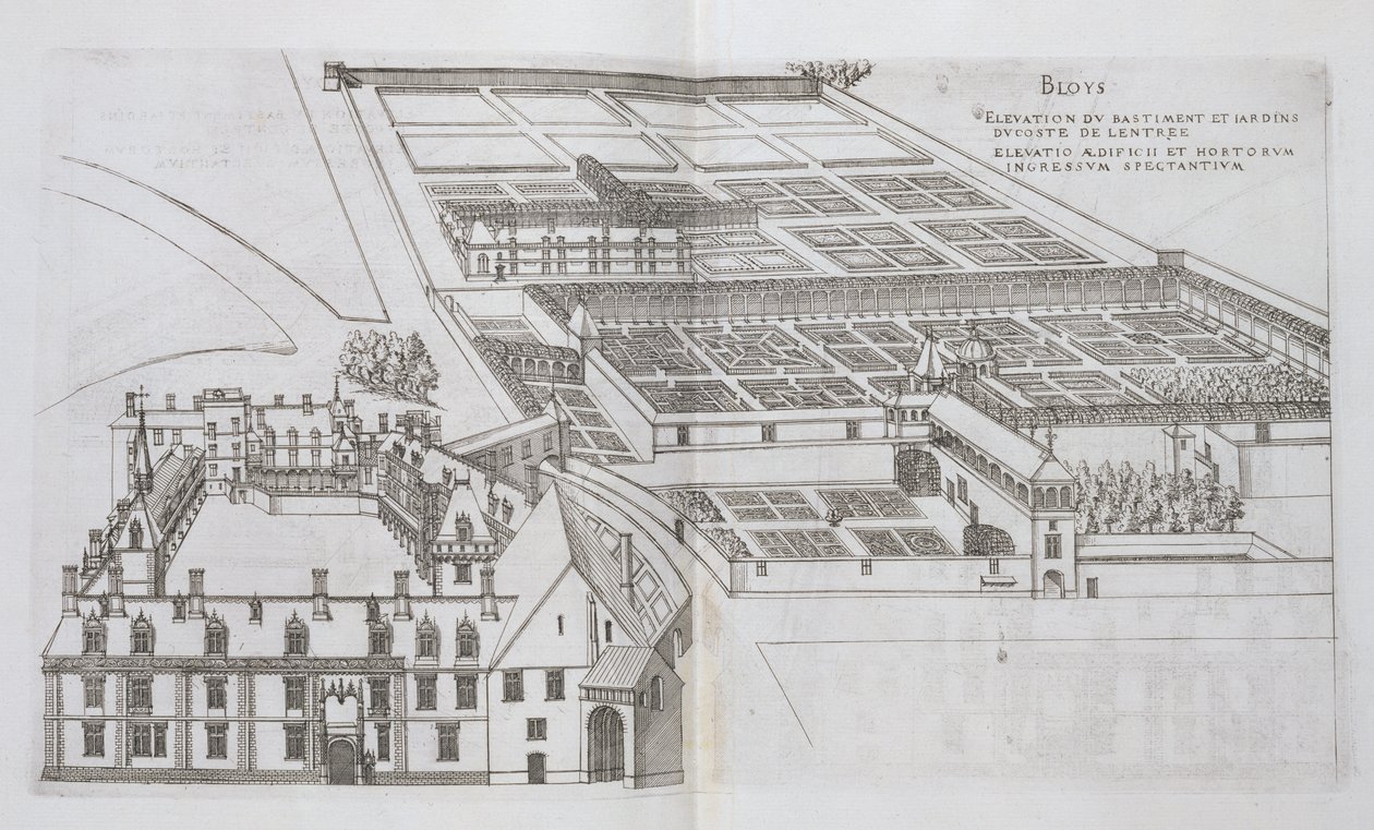 Plan över de inhägnade trädgårdarna och Chateau de Gaillon, från 