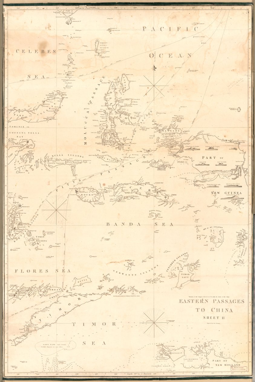 Relief shown by hachures. Depths shown by soundings. av J. Bateman
