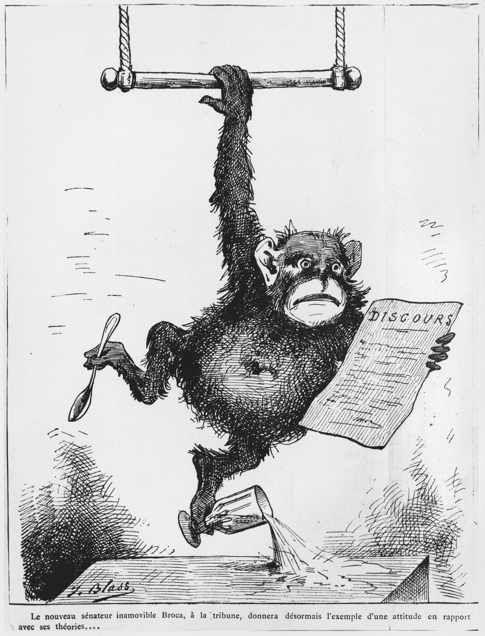 Karikatyr av Paul Broca (1824-80) illustration från "Le Triboulet", 1880 av J. Blass