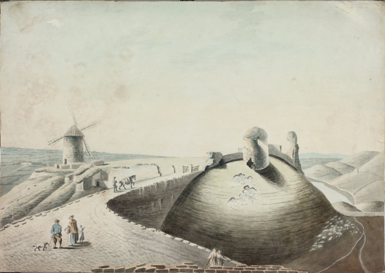 Castle at Berwick-on-Tweed (bläck, penna och wc på papper) av J. Bulman