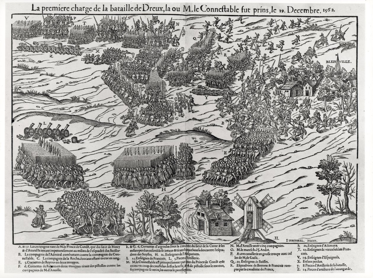 Slaget vid Dreux, 19 december 1562 av J. J. and Tortorel, J. Perrissin