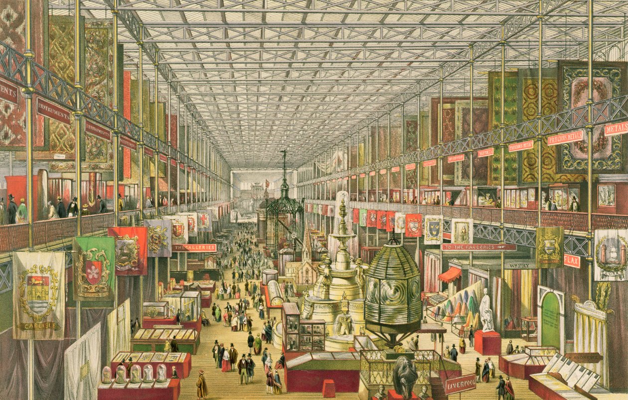 Vy över den brittiska avdelningen för den stora utställningen 1851, graverad av Robert Kent Thomas (1816-1884), Day und Son, pub 1851 av Ackermann av J. McNevin