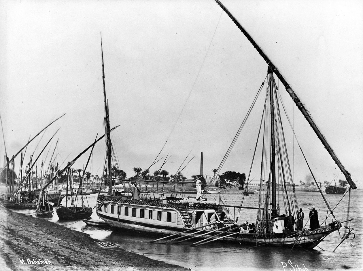 Dahabiya vid Nilen, ca 1873-86 av J. Pascal Sebah