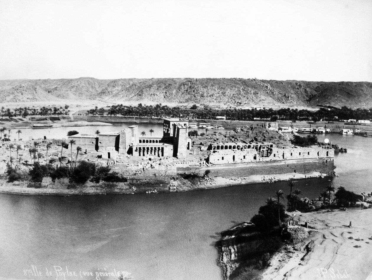 Allmän vy av Philae, ca 1880 av J. Pascal Sebah