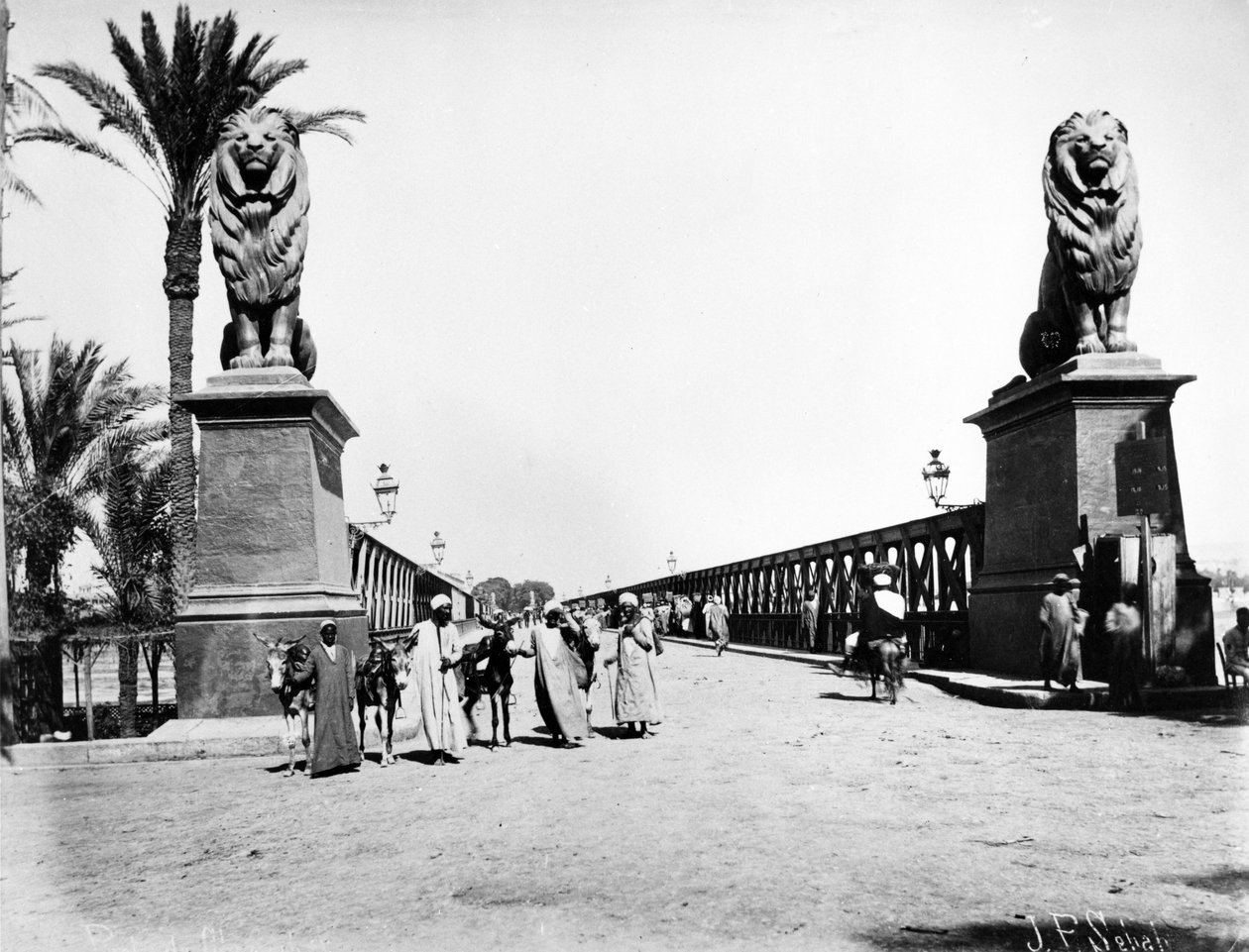 Kobri el Gezira-bron, Kairo, ca 1880 av J. Pascal Sebah