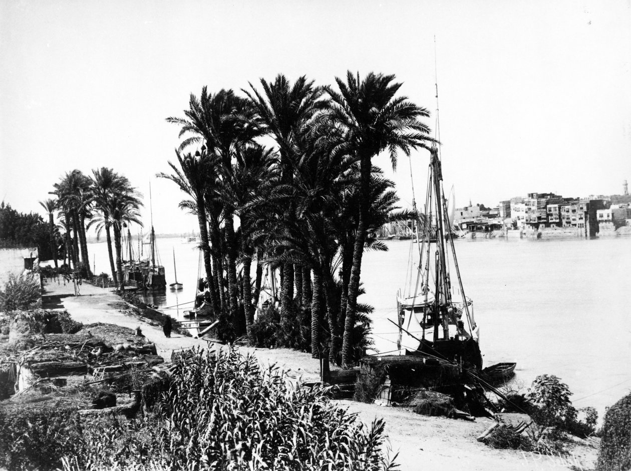 Landskap vid Nilen, ca 1870 av J. Pascal Sebah