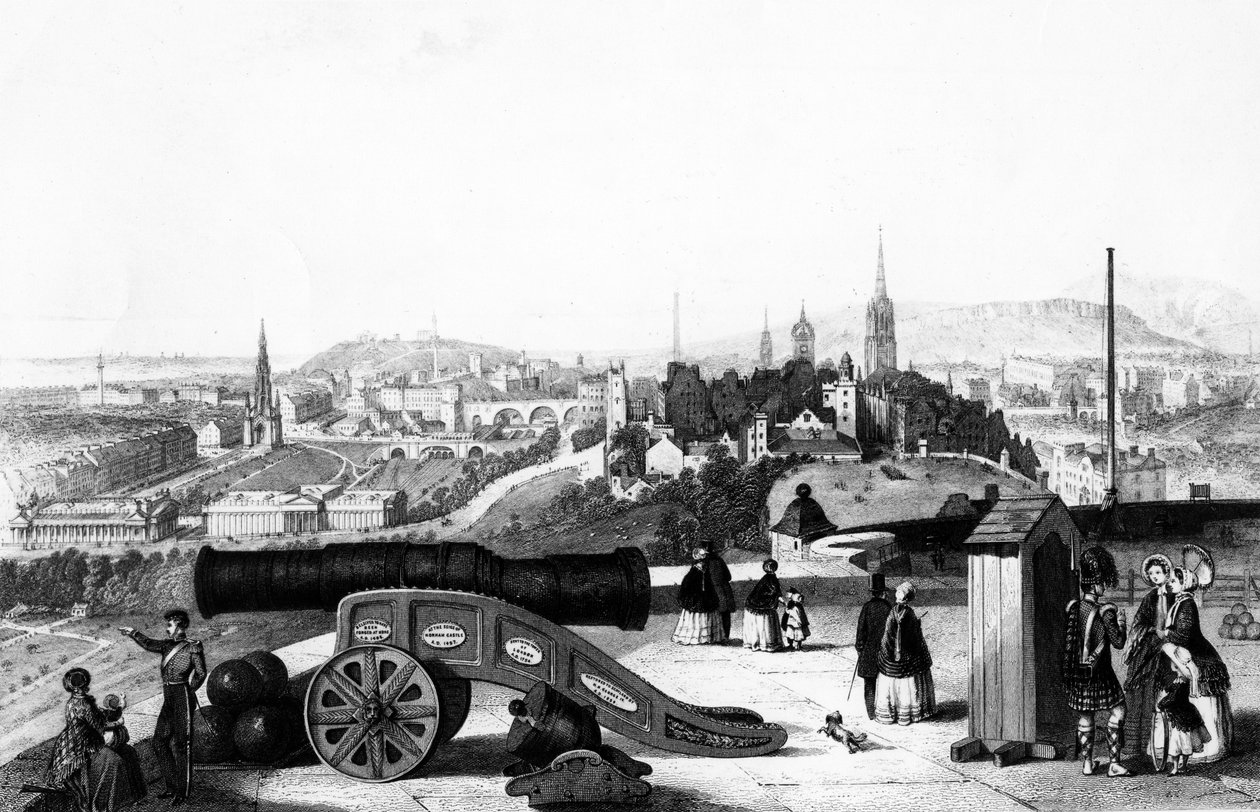 Edinburgh från slottet, graverad av Thomas Brown av John Ramage