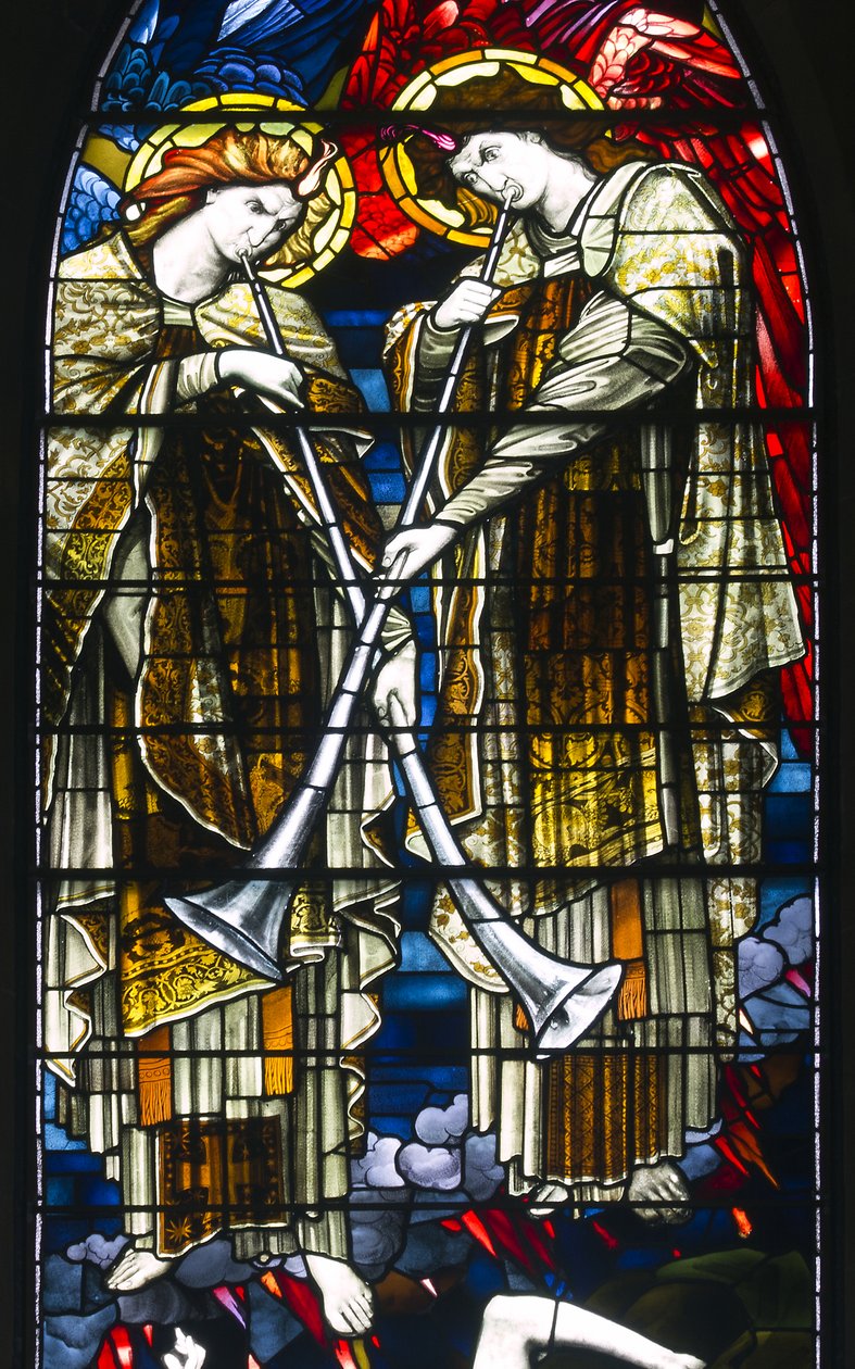 Jesmond, St George, Gateshead Stained Glass Co, J W Brown TR Spence, Östra fönstret, Den sista domen, 1888 av J. W. and Spence Brown