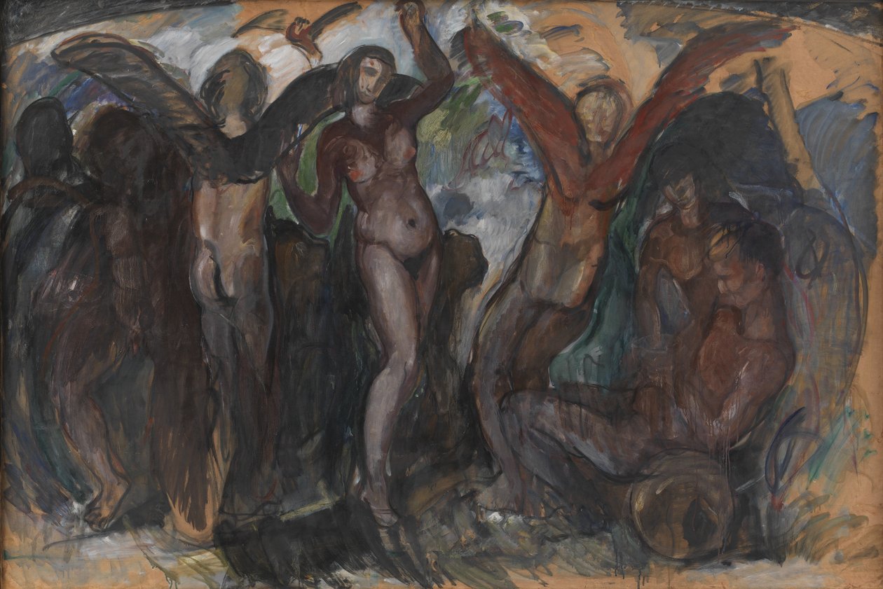 Figurkomposition med Bacchants av J.A. Jerichau