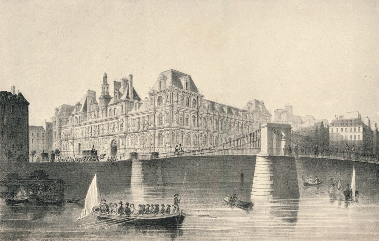 Utsikt över Hotel de Ville och Pont dArcole, 1915 av J.B. Arnout