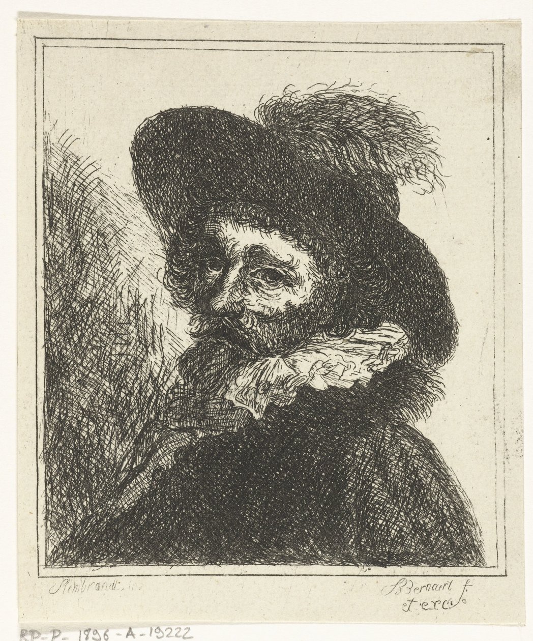 Mans porträtt med hatt av J.B. Bernaert