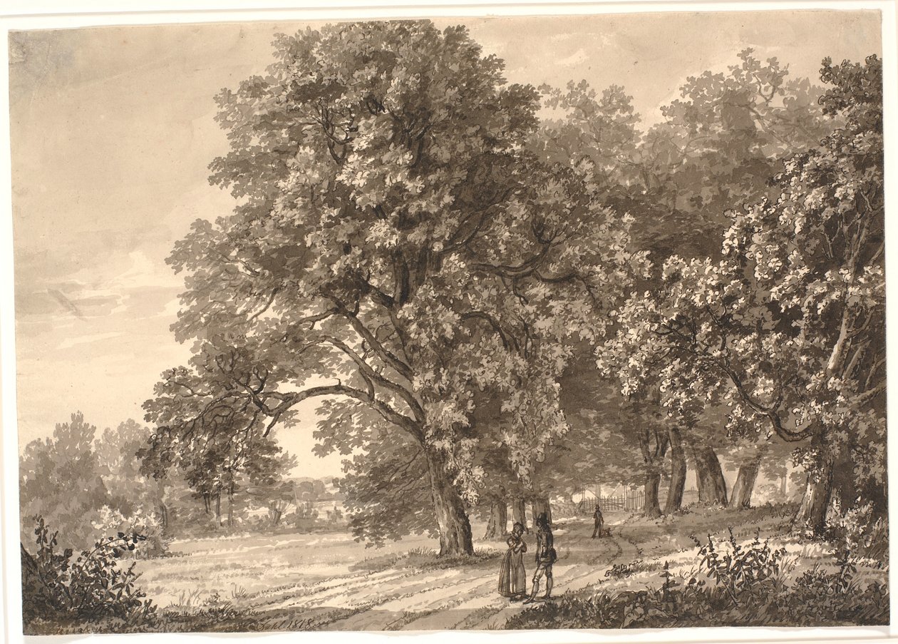 Vy över en väg i en skog nära Sorø, Zeeland av Johan Christian Dahl