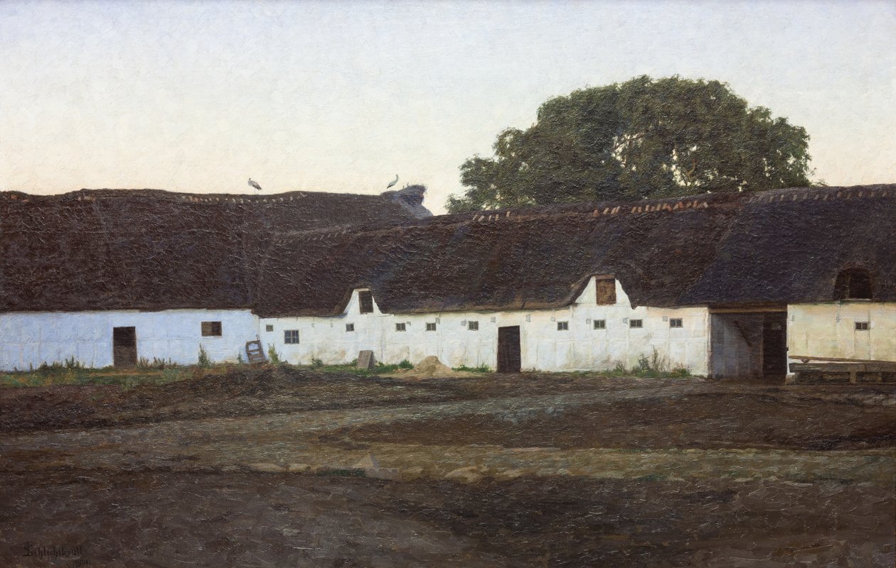 En gård i Vendsyssel. Solnedgång av J.C. Schlichtkrull