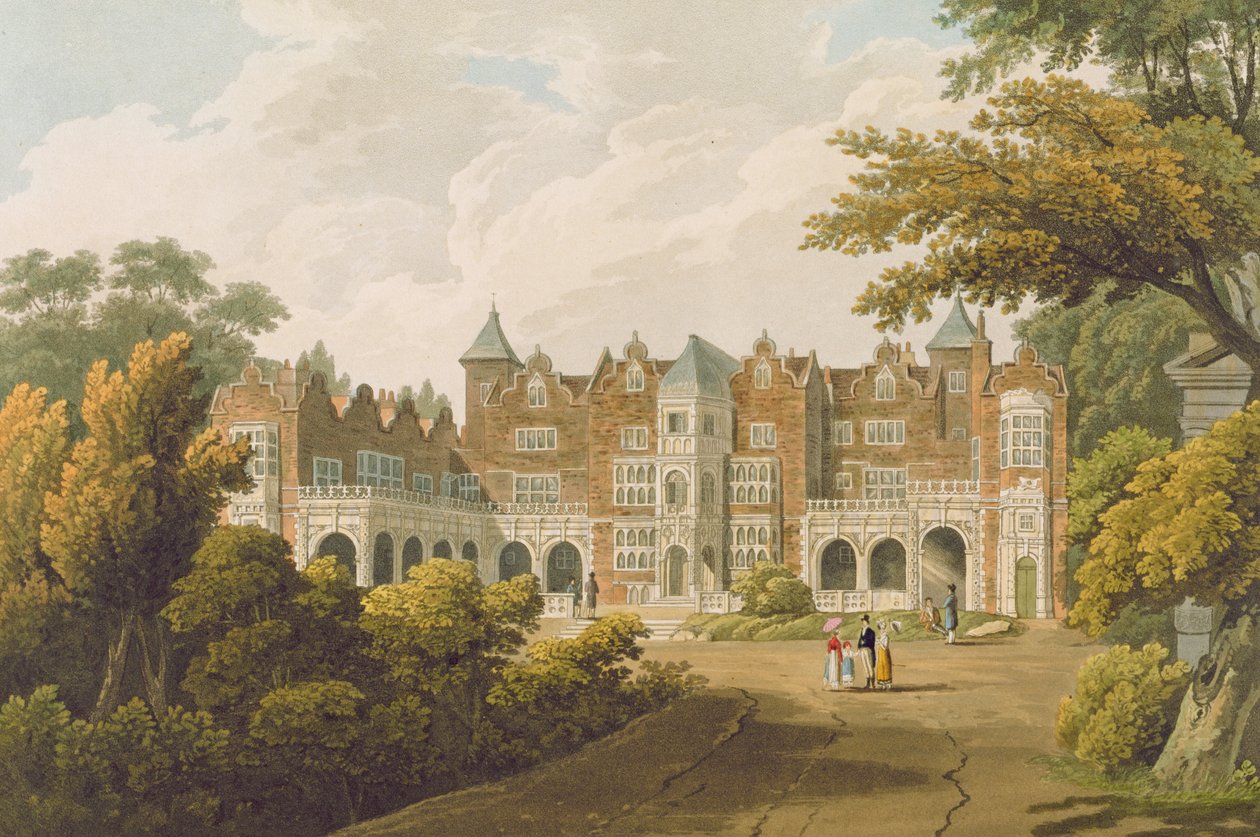 Holland House, säte för den rätte ärade Lord Holland, graverad av R. Havell und Son av J.C. Smith