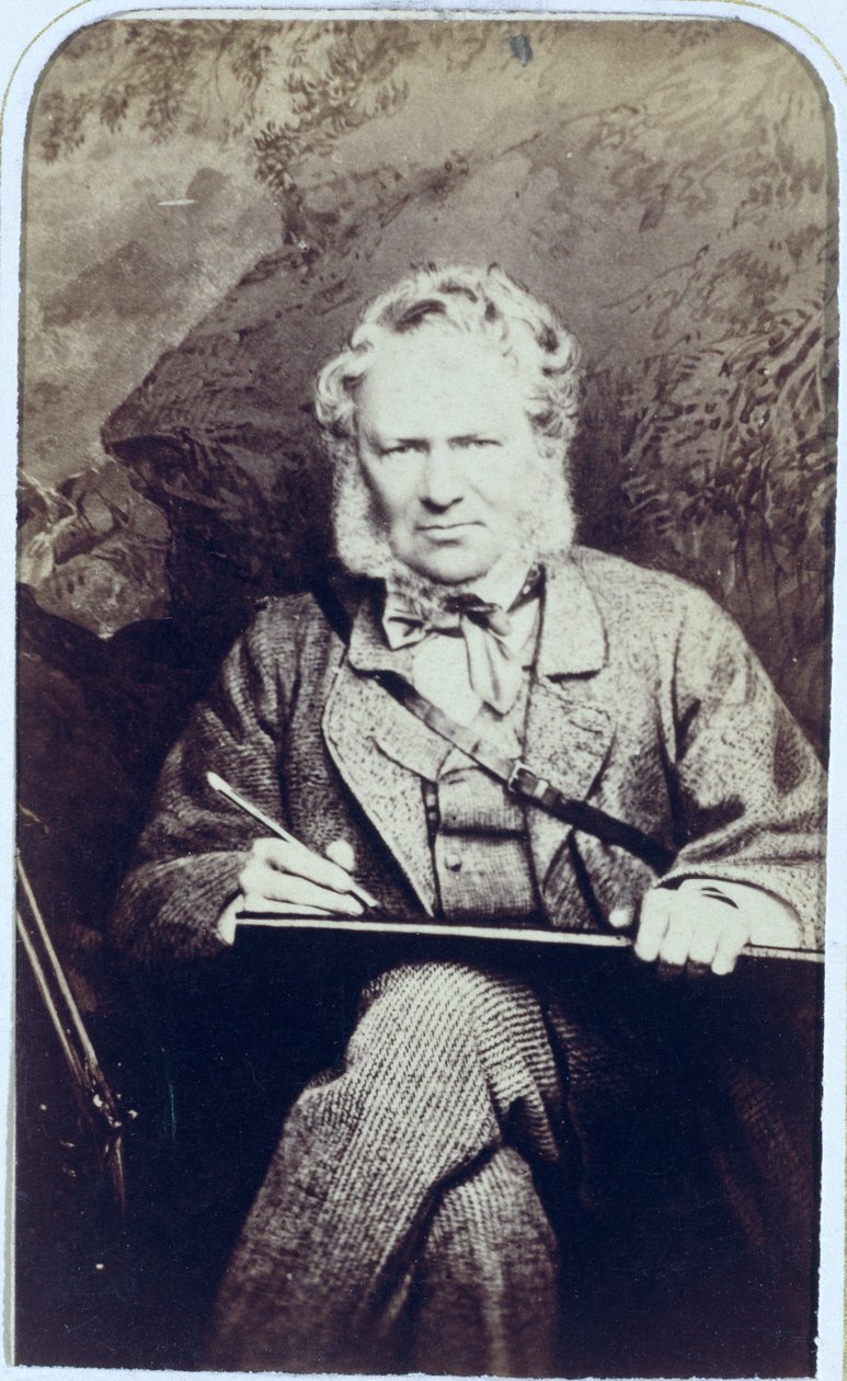 Porträtt av Sir Edwin Landseer (1802-73) (albumintryck) av J.C. Watkins