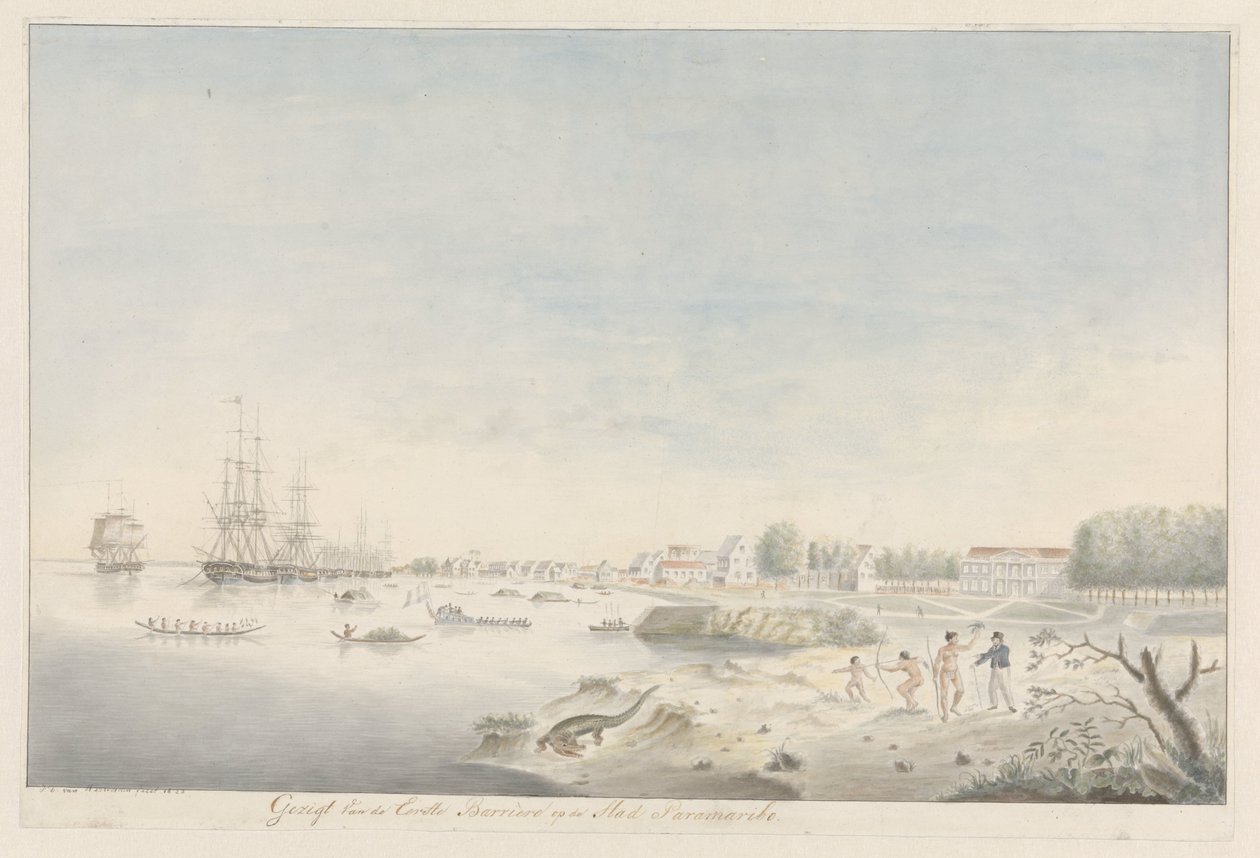 Paramaribos strand strax efter branden 1821 av J.D. van Herwaarden (signed by artist)