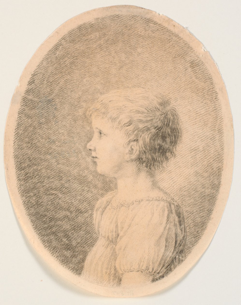 Barnporträtt. Profil till höger av J.F. Clemens