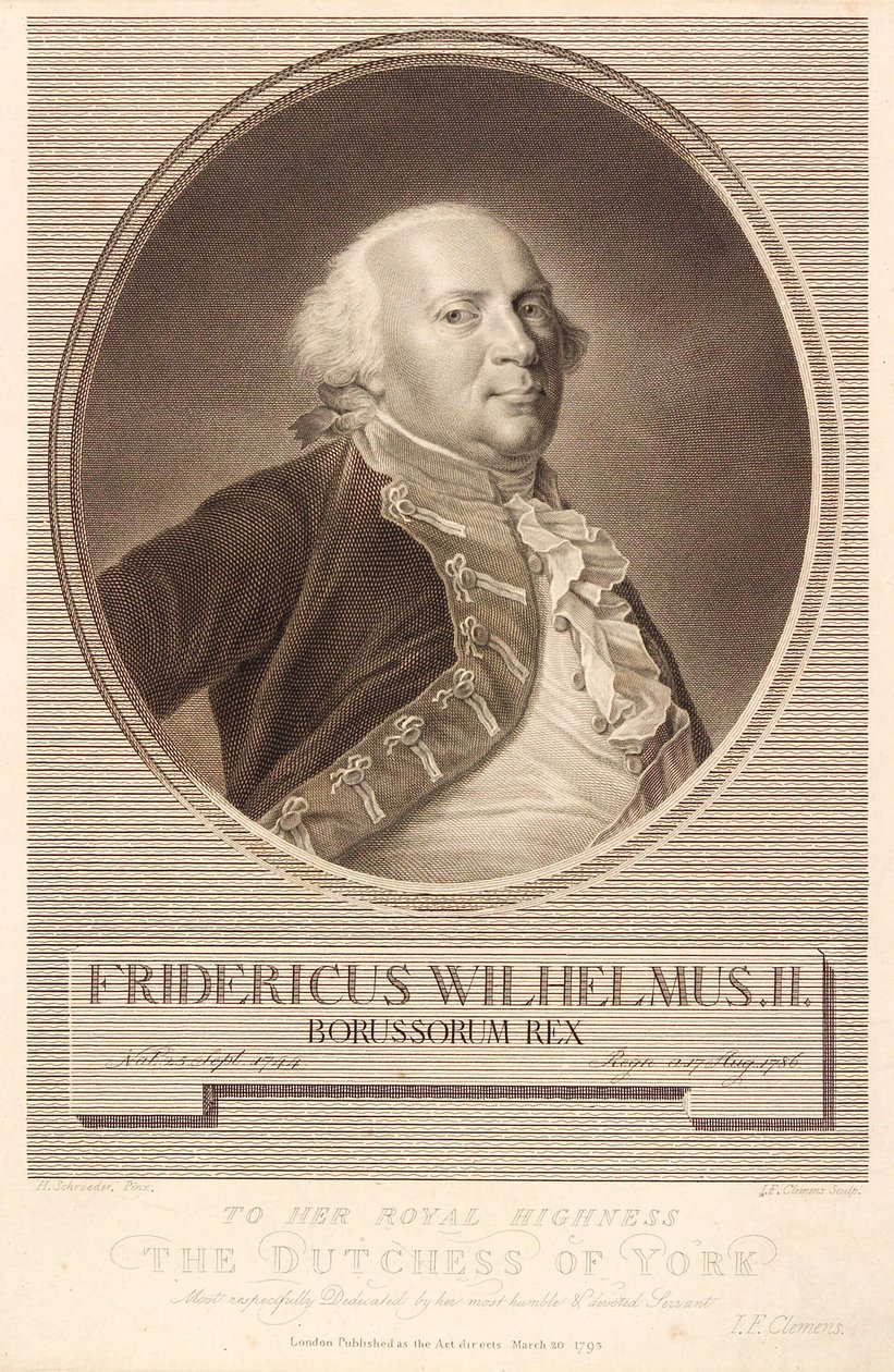 Friedrich Wilhelm II, kung av Preussen av J.F. Clemens