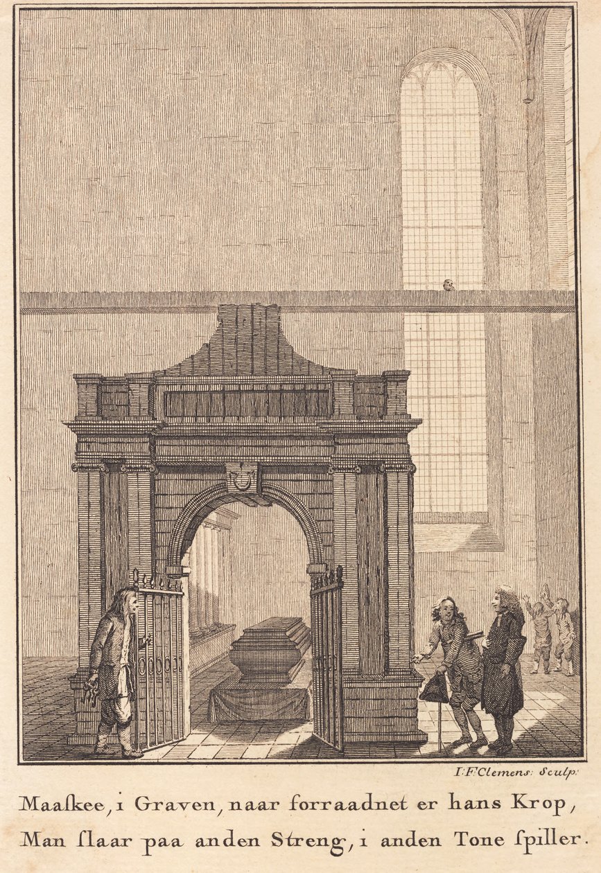 Holbergs sarkofag i Sorø kyrka av J.F. Clemens