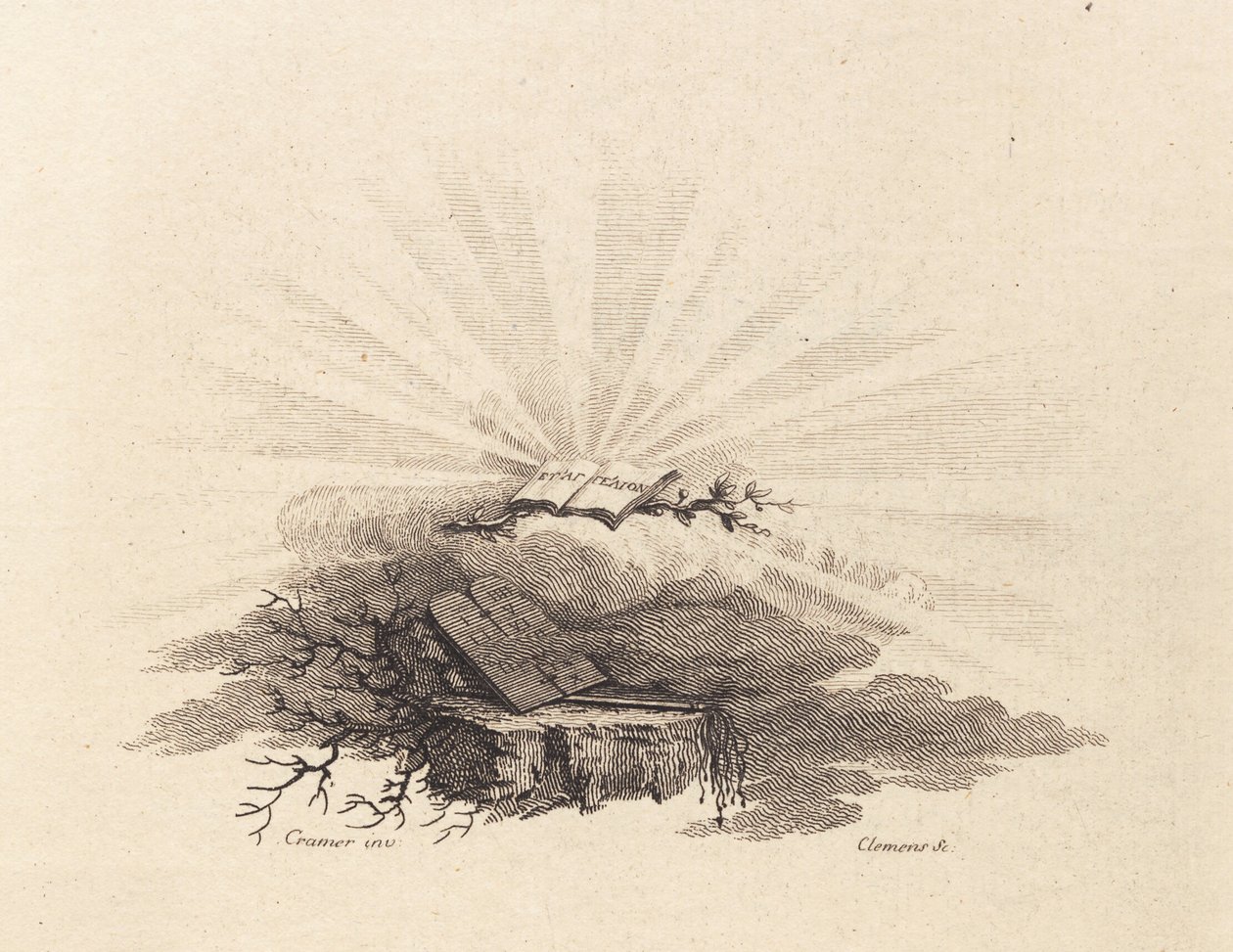 Titelvinjett för C. Bastholm: "Andliga tal", 1779 av J.F. Clemens