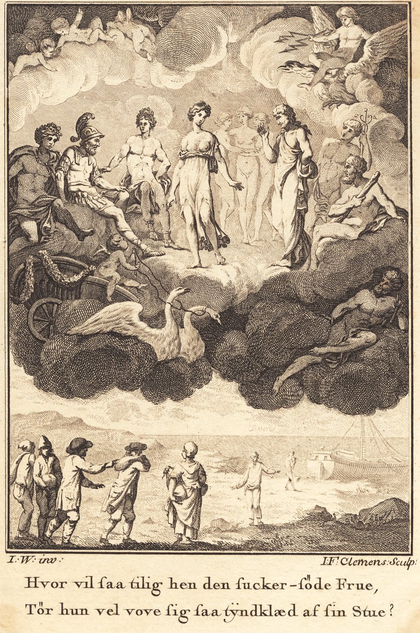 Venus mellan de församlade gudarna av J.F. Clemens