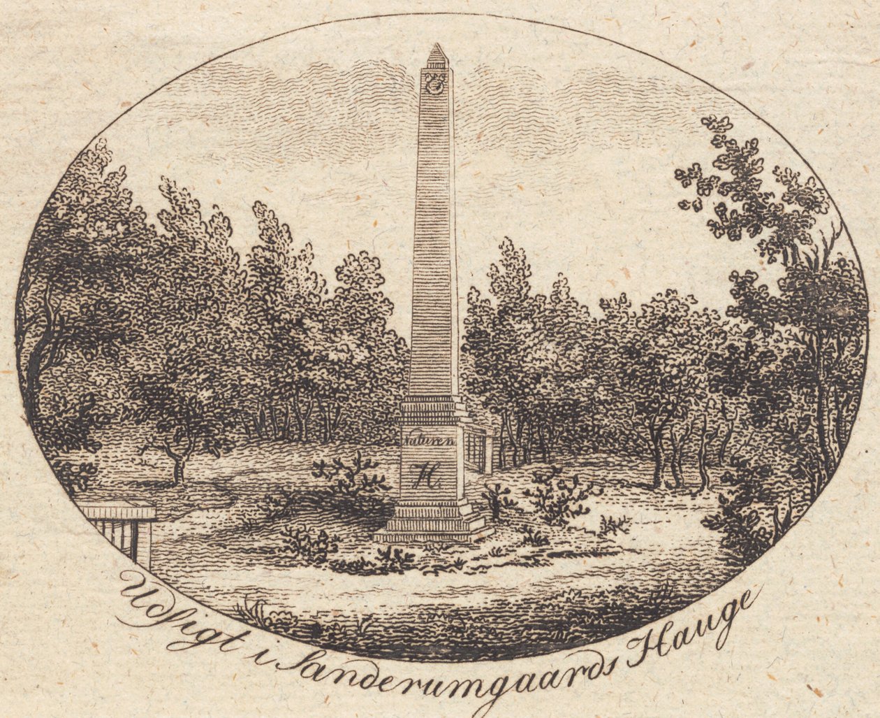 Vinjetten. Utsikt i Sanderumgaards Hauge av J.F. Clemens