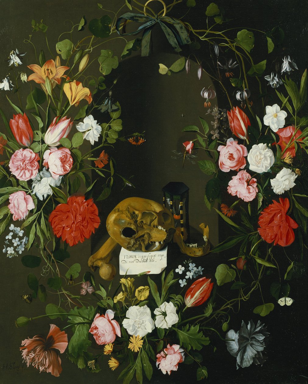 Vanitas Stilleben med Flowersswed av J.H. Elers