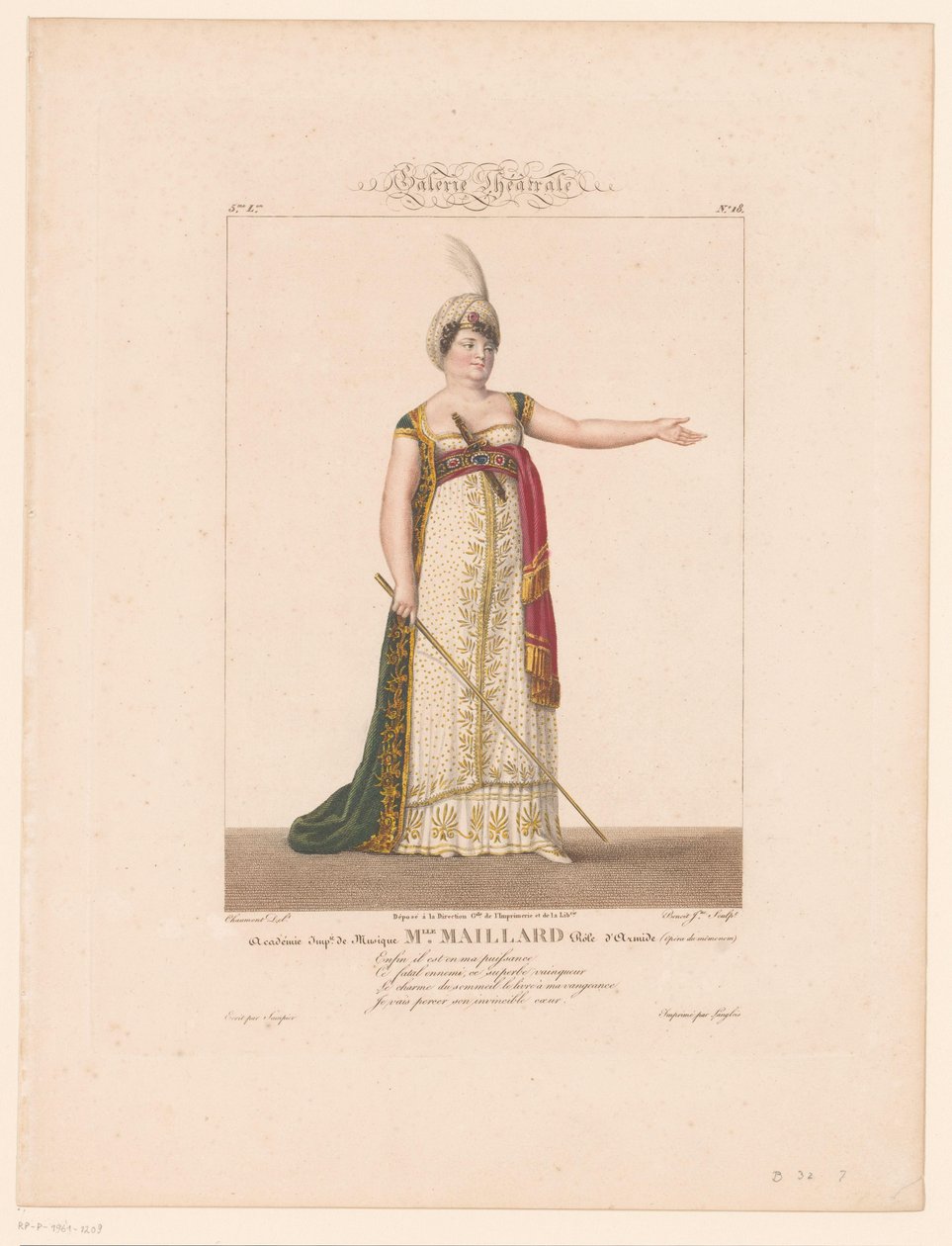 Porträtt av Marie-Thérèse Davoux i rollen av Armide Miss Maillard (titel på objekt) av J.L. Benoist (II)