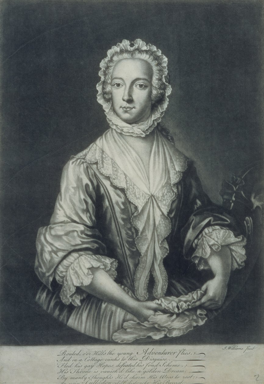Prins Charles förklädd till "Betty Burke" (mezzotintgravyr) av J.L. Williams