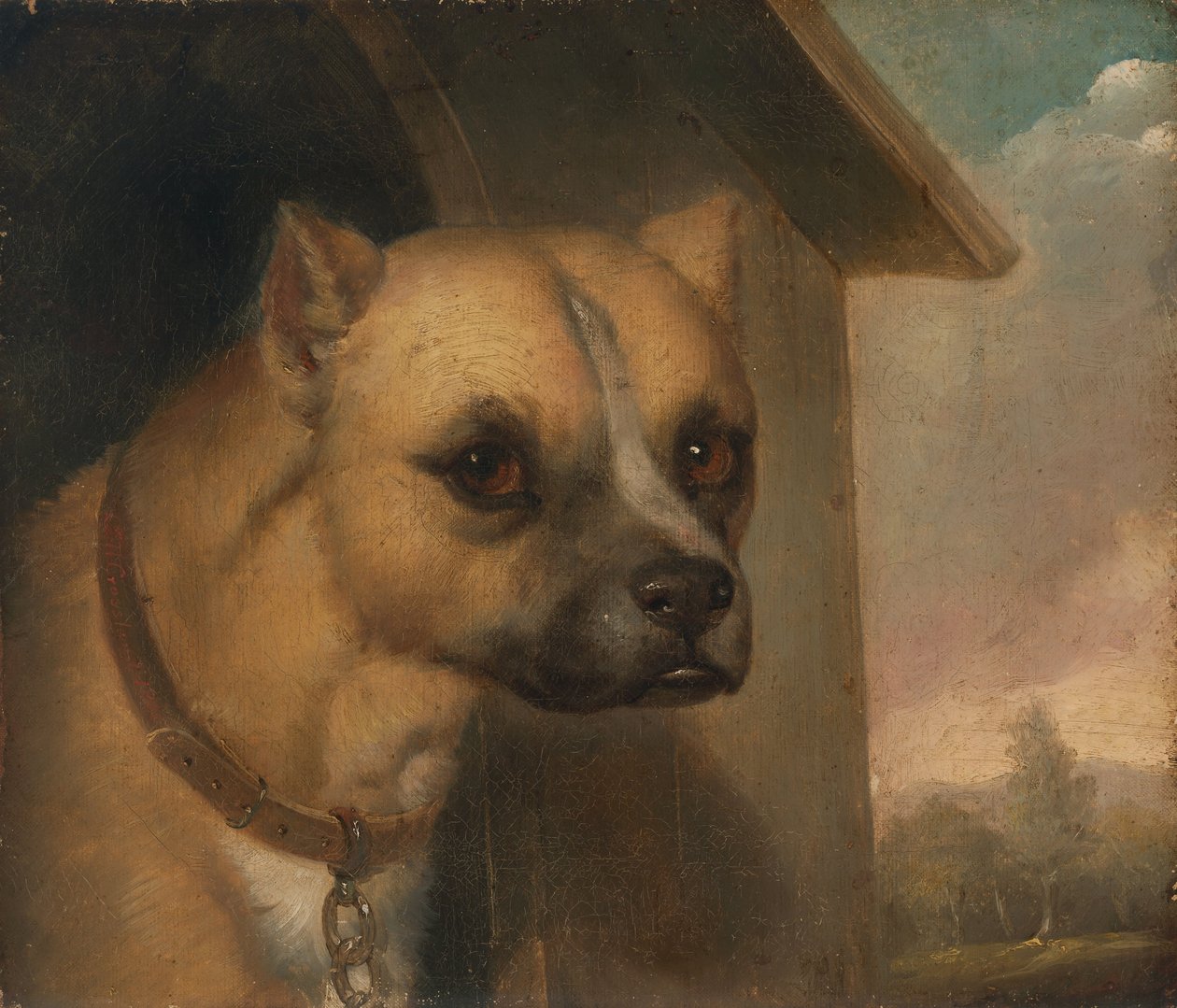 Staffordshire bullterrier som tillhör pastor John Gower av J.M. Crossland