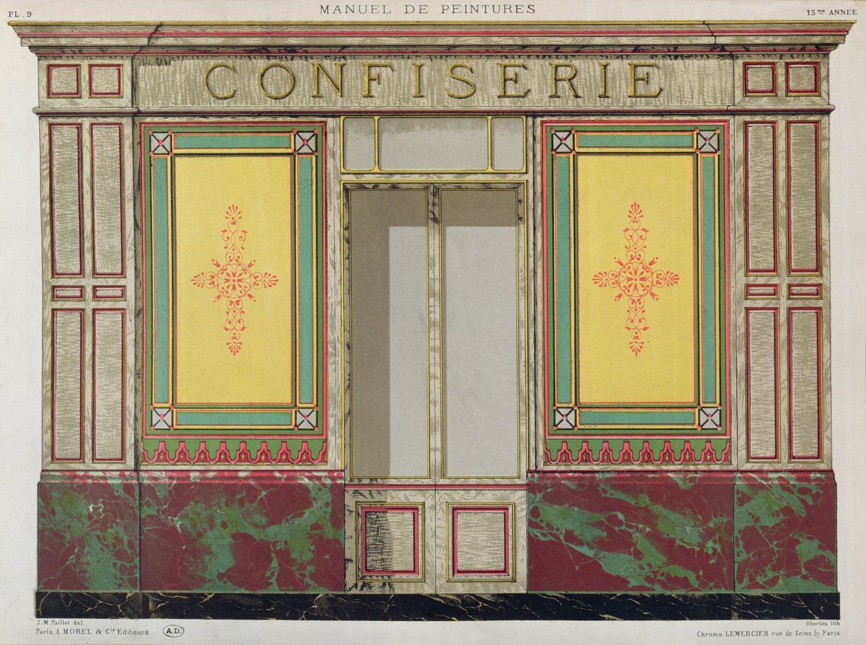 Butiksfrontdesign för en Confiserie, 1861 av J.M. Paillet