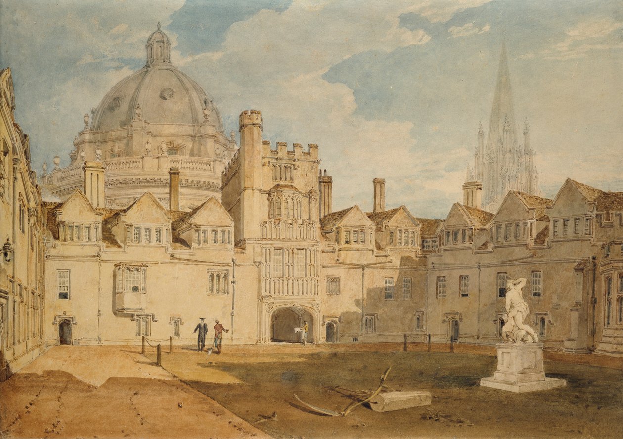 En vy från insidan av Brazen Nose College Quadrangle, Oxford, 1803-1804 av Joseph Mallord William Turner
