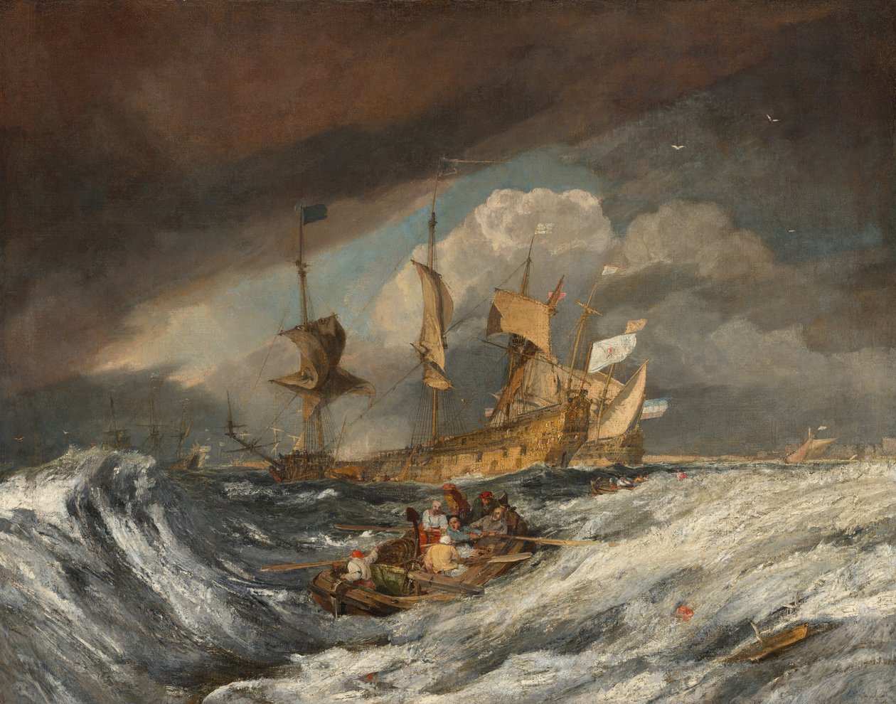 Båtar som utför ankare till de holländska krigsmännen, ca. 1804. av Joseph Mallord William Turner