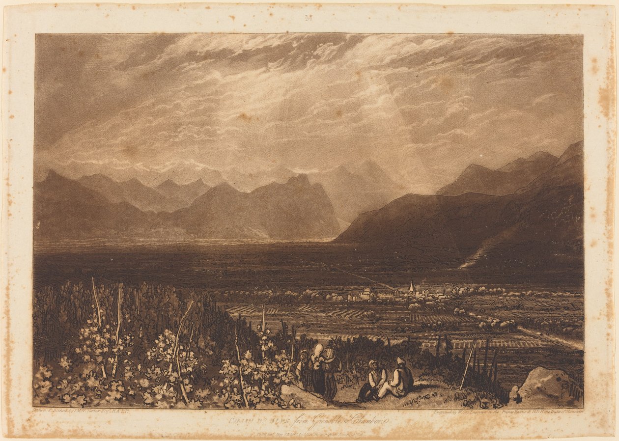 Alpernas kedja från Grenoble till Chamberi, publicerad 1812 av Joseph Mallord William Turner