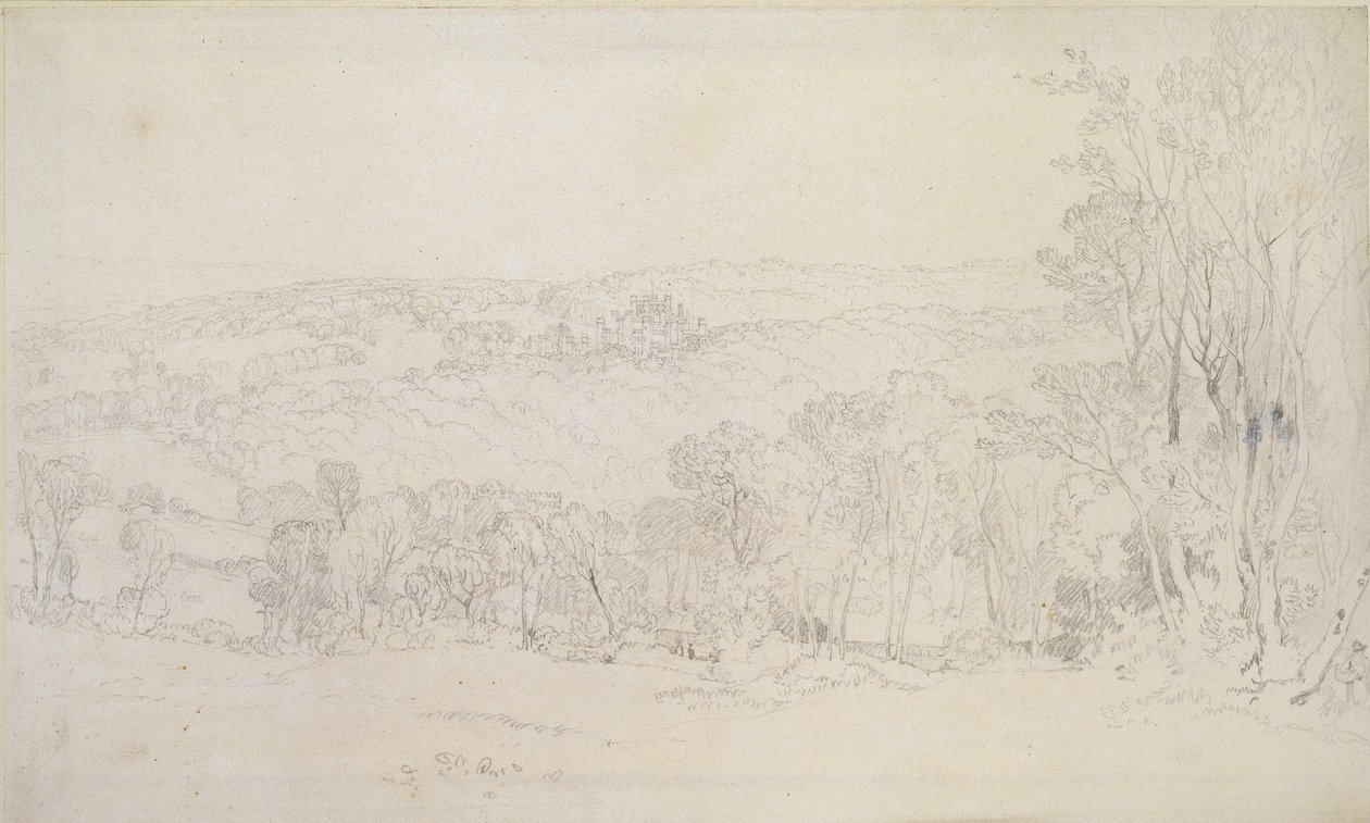 Avlägsen vy av Lowther Castle Park Scene, 1809 av Joseph Mallord William Turner