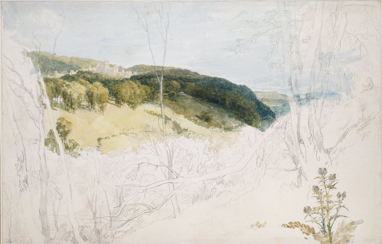 Avlägsen vy av Lowther Castle Park Scene, 1809 av Joseph Mallord William Turner