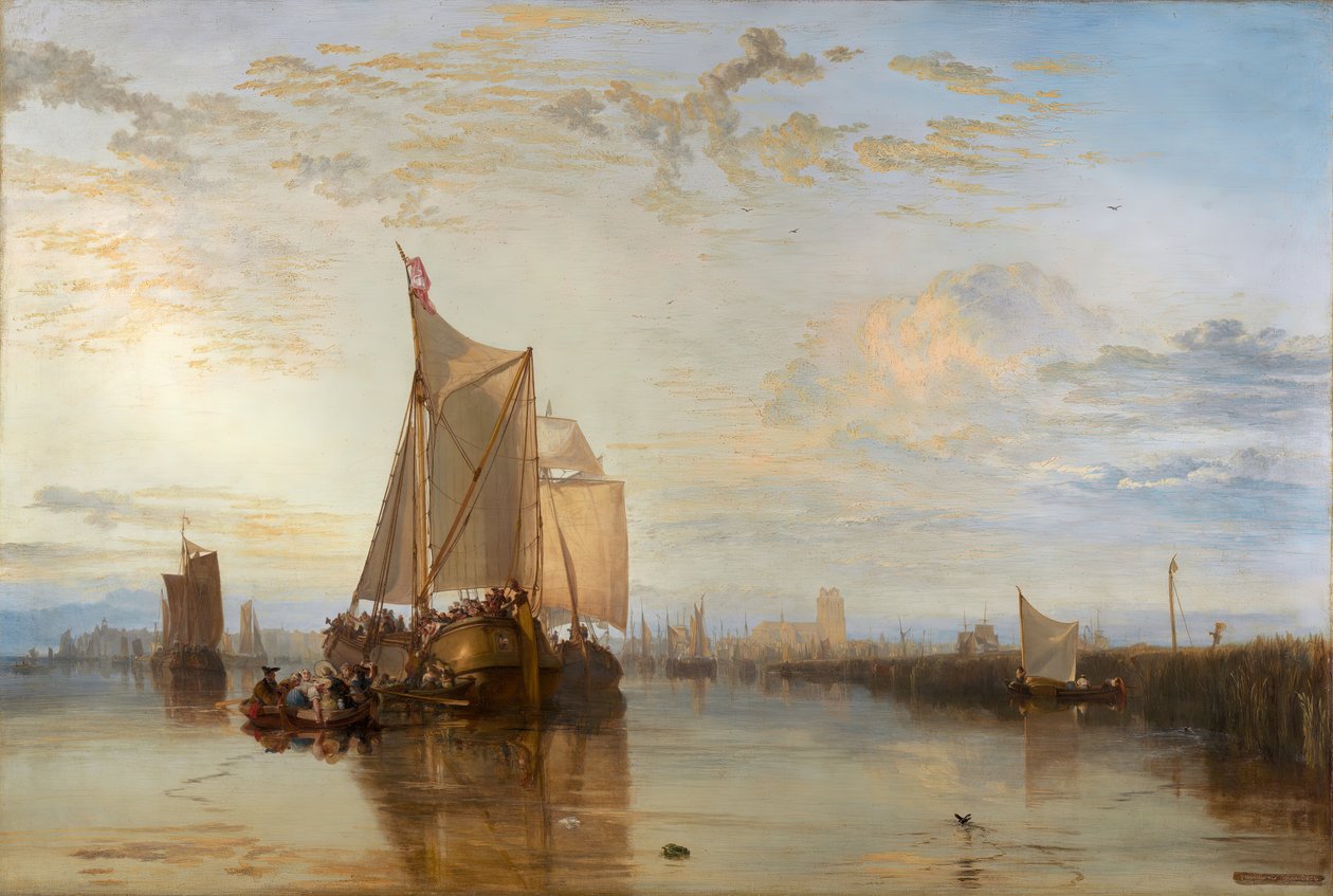 Dort eller Dordrecht: The Dort Packet-Boat från Rotterdam Becalmed, 1818. av Joseph Mallord William Turner