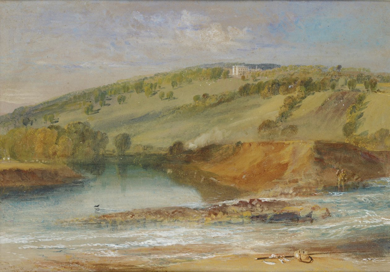Farnley Hall, från Junction of the Wharfe och Washburn, 1818 av Joseph Mallord William Turner