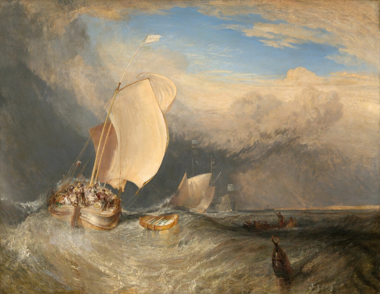 Fiskebåtar med Hucksters som förhandlar om fisk, 183738. av Joseph Mallord William Turner