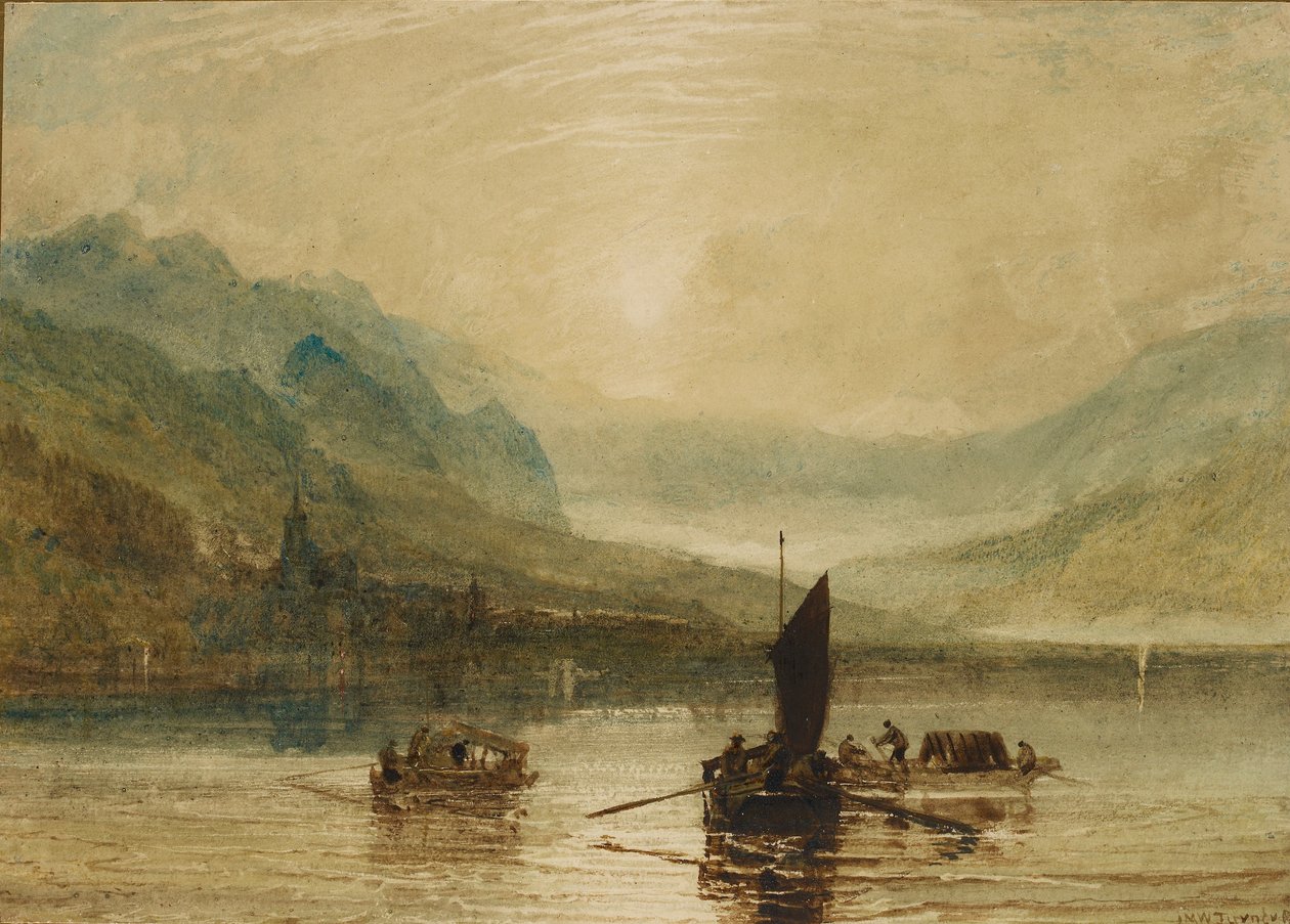 Brienzsjön, månsken, 1802-1808 av Joseph Mallord William Turner