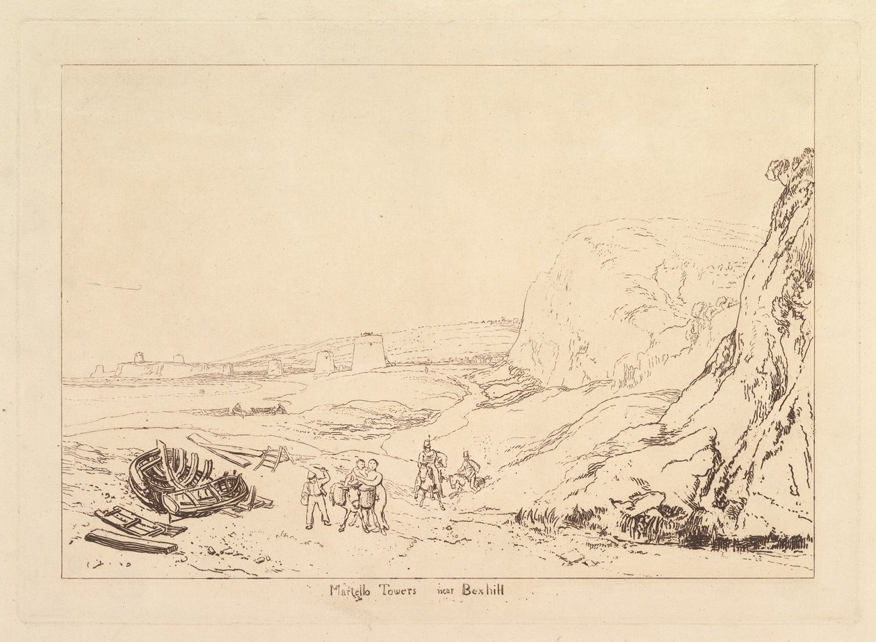 Martello Towers near Bexhill, Sussex Book of Studies, del VII, skylt 34, 1811. av Joseph Mallord William Turner